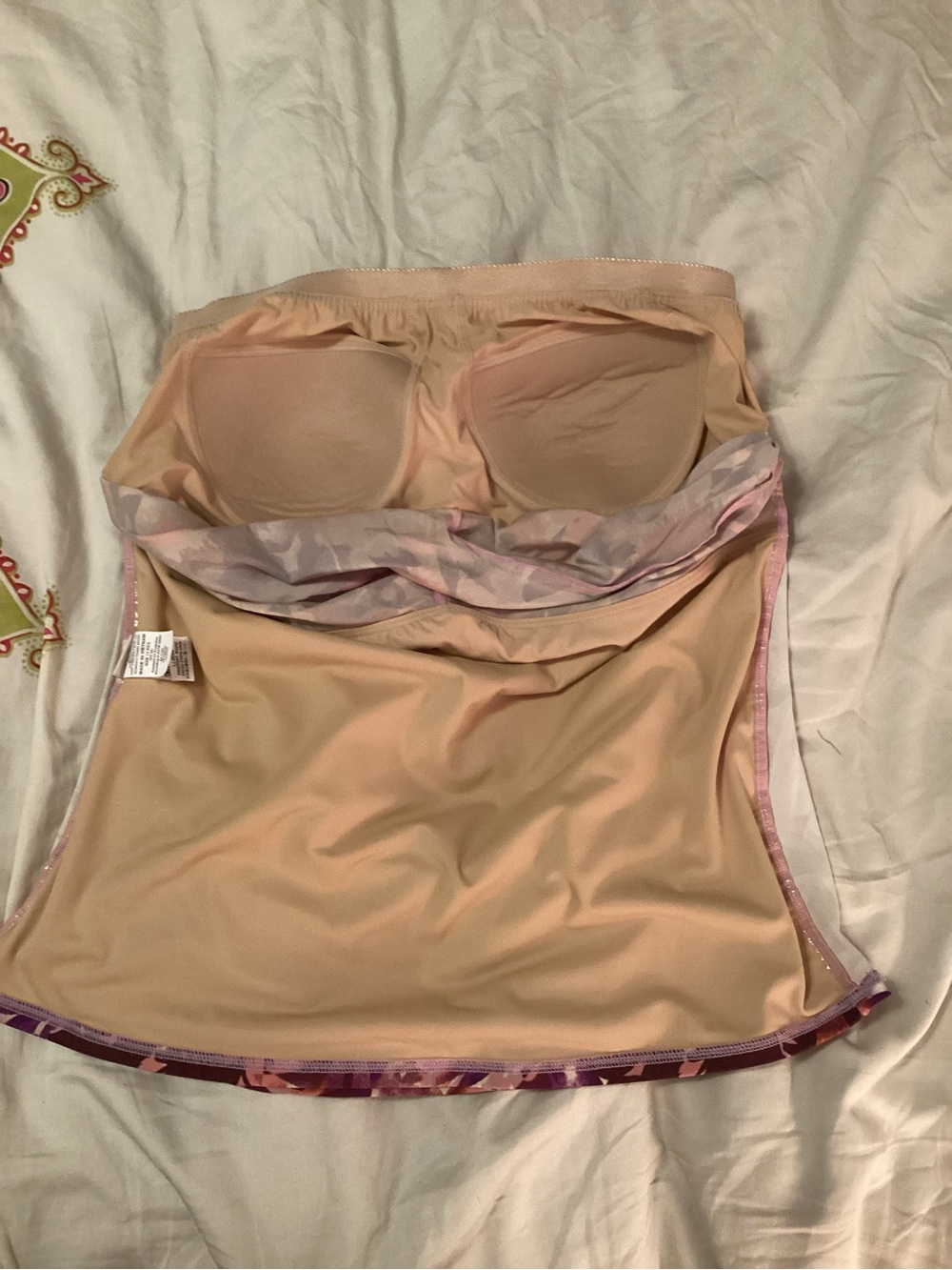 L.L. Bean Floral Twist-Front Tankini Swim Top in Purple and Pink - Picture 5 of 13